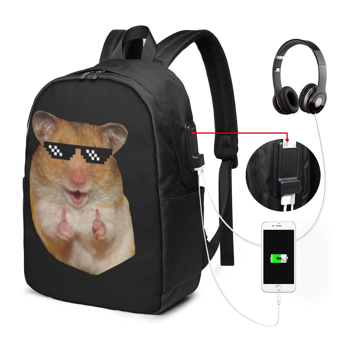 Womens Backpack - 面白いハムスターバックパック旅行ノートブックバッグコンピュータ大学生スクールバッグラップトップショルダーバッグ男性女性用