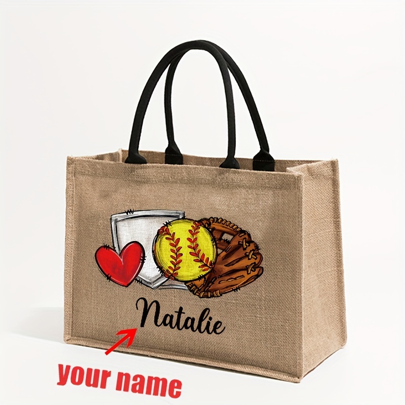 Women Bags Name - カスタムネームパターン付き大型ビーチバッグギフトトートバッグ 女性用 ソフトボール選手向け パーソナライズネームデザイン入り