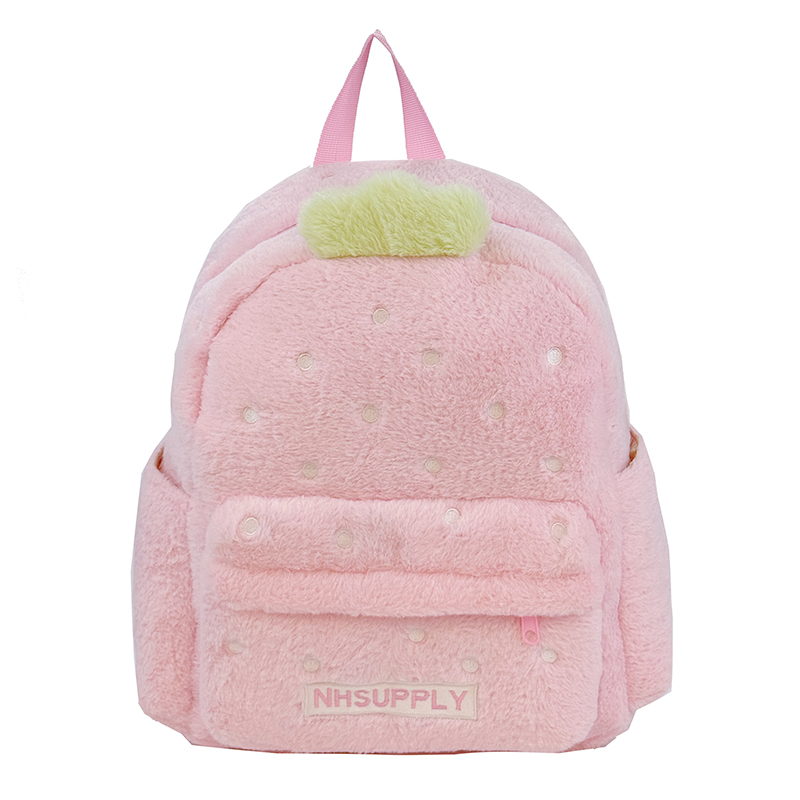 Women Bags For Sale - ぬいぐるみイチゴ柄 クラシック無地 スイートバックパック 2026年 ホットセール 内側ジッパーポケット付き