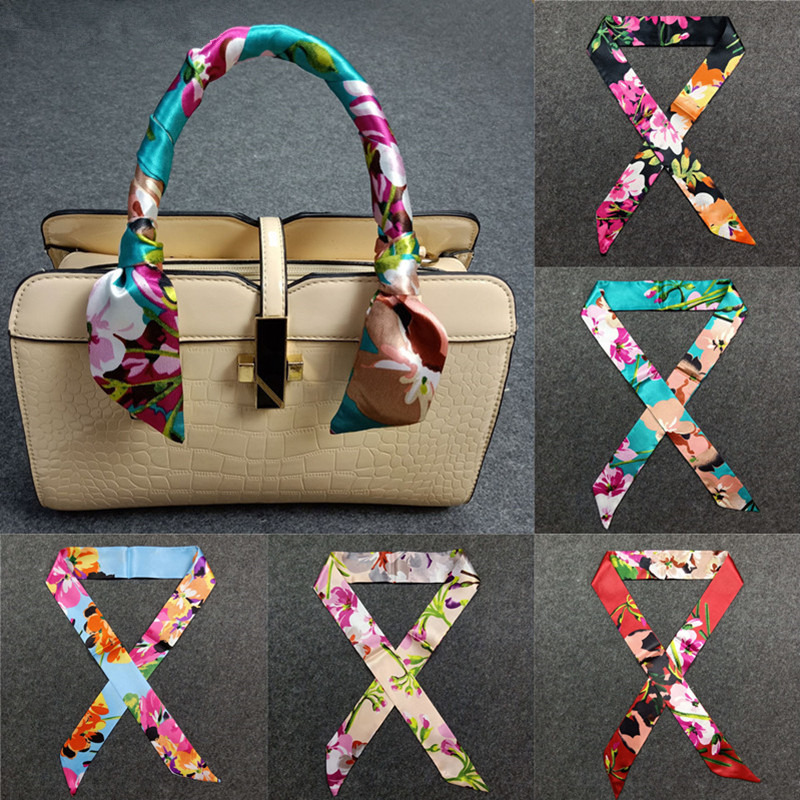 Women Bags Branded - 47 色ブランドバンダナ小さなシルクバッグスカーフ女性ヘッドヒジャーブスカーフロングスキニースカーフレディースファッションヘッドバンド