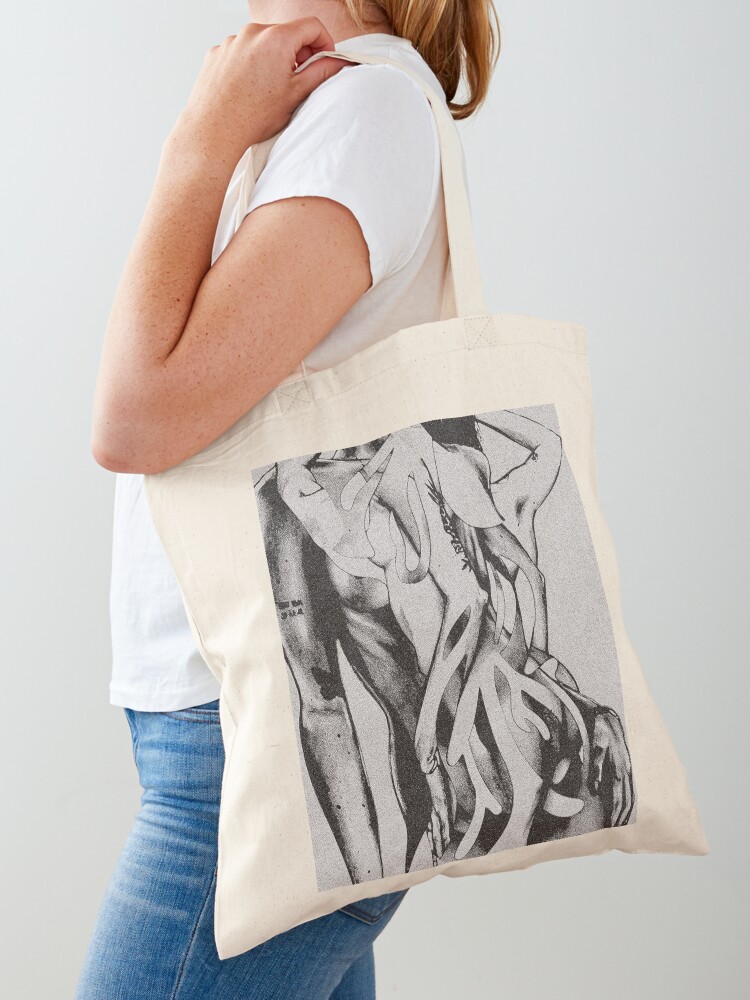 Women Bags Grey - 黒と白/グレーのグラデーション紙カットアウトヌード女性画アートワークトートバッグ再利用可能なショッピングバッグカスタムバッグショッピングバッグ