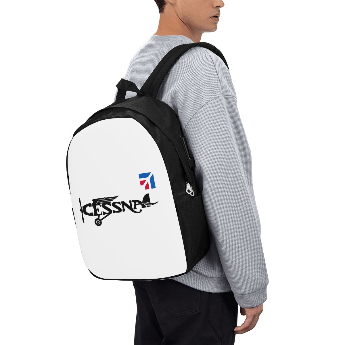 Womens Backpack - セスナロゴバックパック旅行ノートブックバッグコンピュータ大学生スクールバッグラップトップショルダーバッグ男性女性用