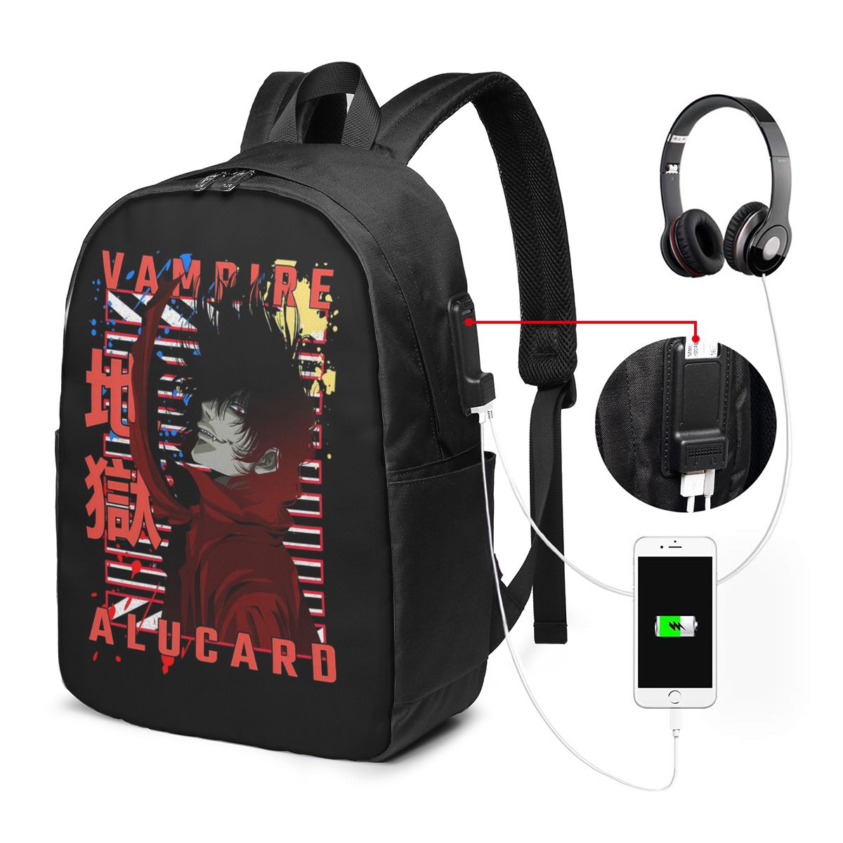 Womens Backpack - アルカード・ヘルシング漫画バックパック旅行ノートブックバッグコンピュータ大学生スクールバッグラップトップショルダーバッグ男性用女性用