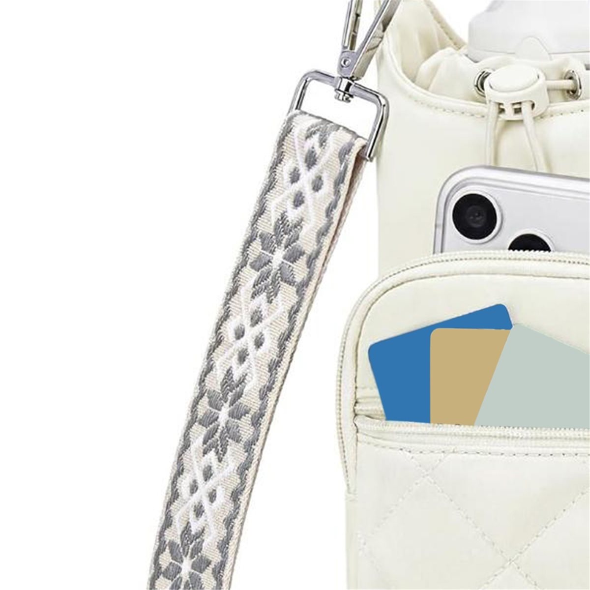 Women Bags Manufacturer - PHONE&GEAR クロスボディウォーターボトルバッグ 女性用、断熱ウォーターボトルキャリア、スマホポケット付き、安全＆ハンズフリー
