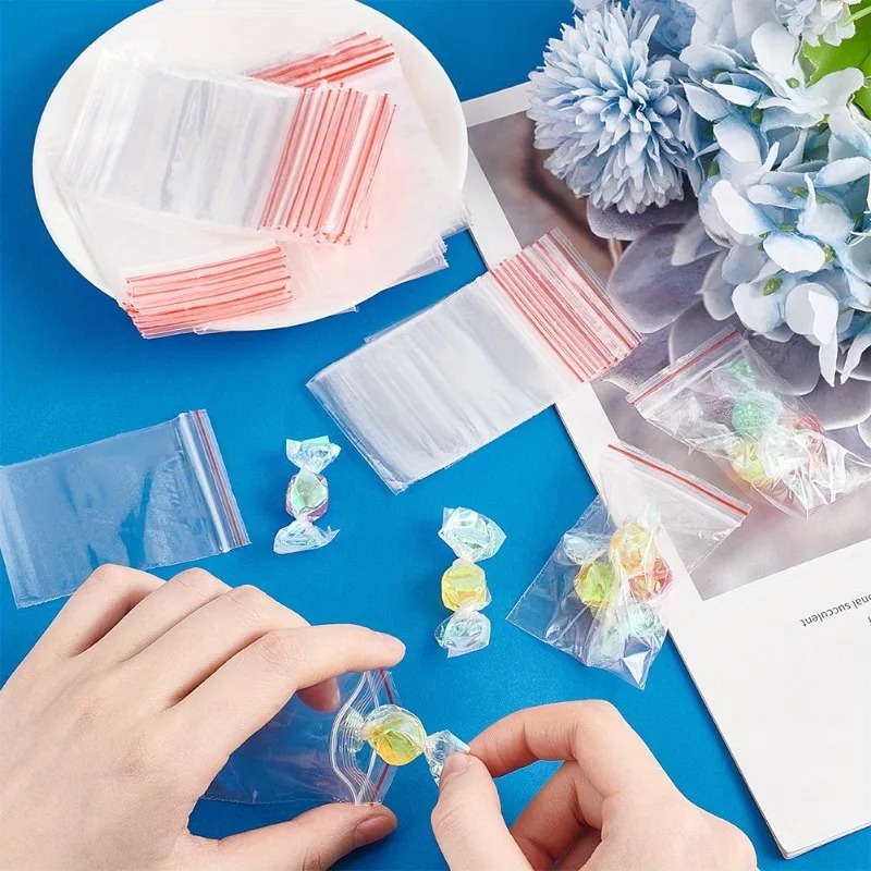 Women Bags Under 500 - 500/100 個自己密封袋プラスチック保存袋ジュエリー食品錠剤用透明ジッパー保存袋パッケージポーチ卸売