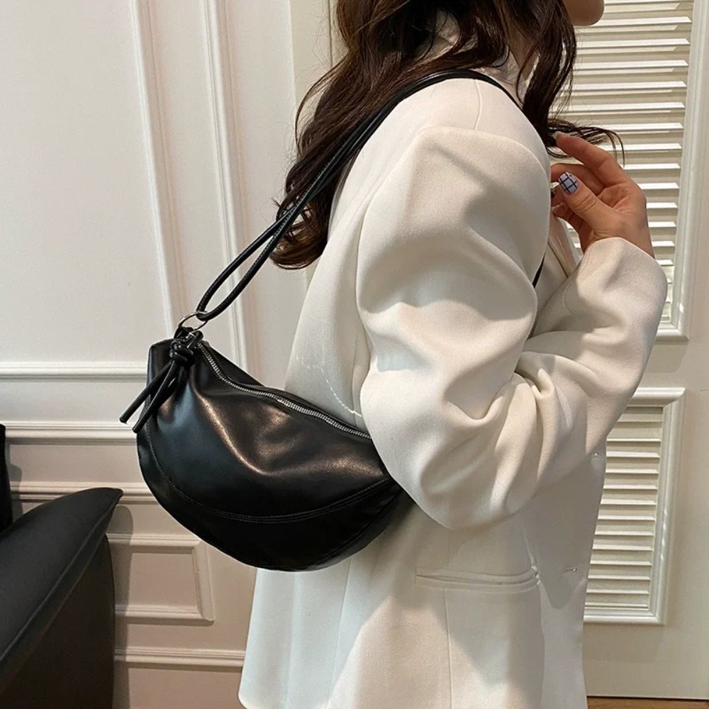 Women Bags Manufacturer - PU素材ジッパー2025高品質ショルダーバッグ無地シンプルでおしゃれなクロスボディバッグソフトな西洋風アンダーアームバッグ