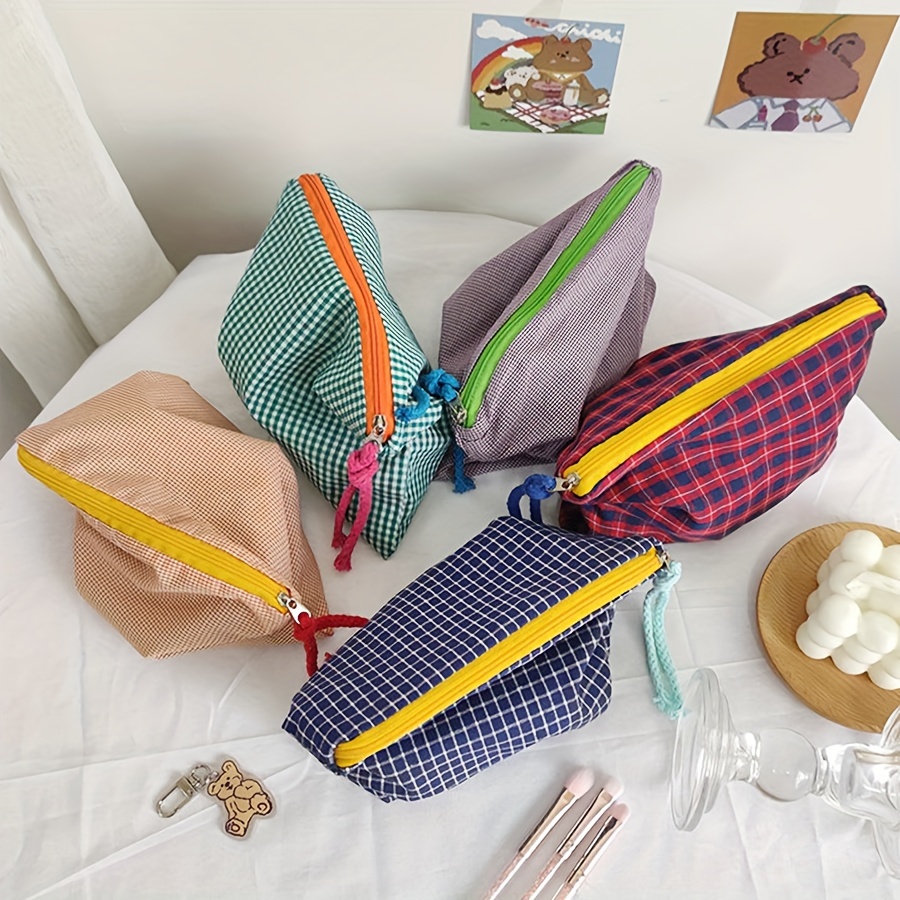 Women Bags For Sale - ホットセール レディース チェック柄 化粧ポーチ 大容量 コットン