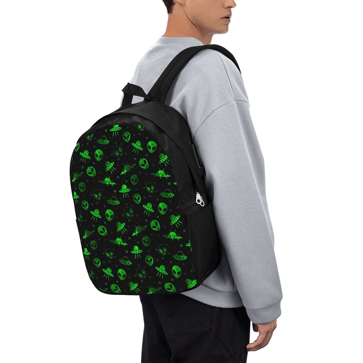 Womens Backpack - エイリアンとUFOパターンバックパック旅行ノートブックバッグコンピュータ大学生スクールバッグラップトップショルダーバッグ男性女性用