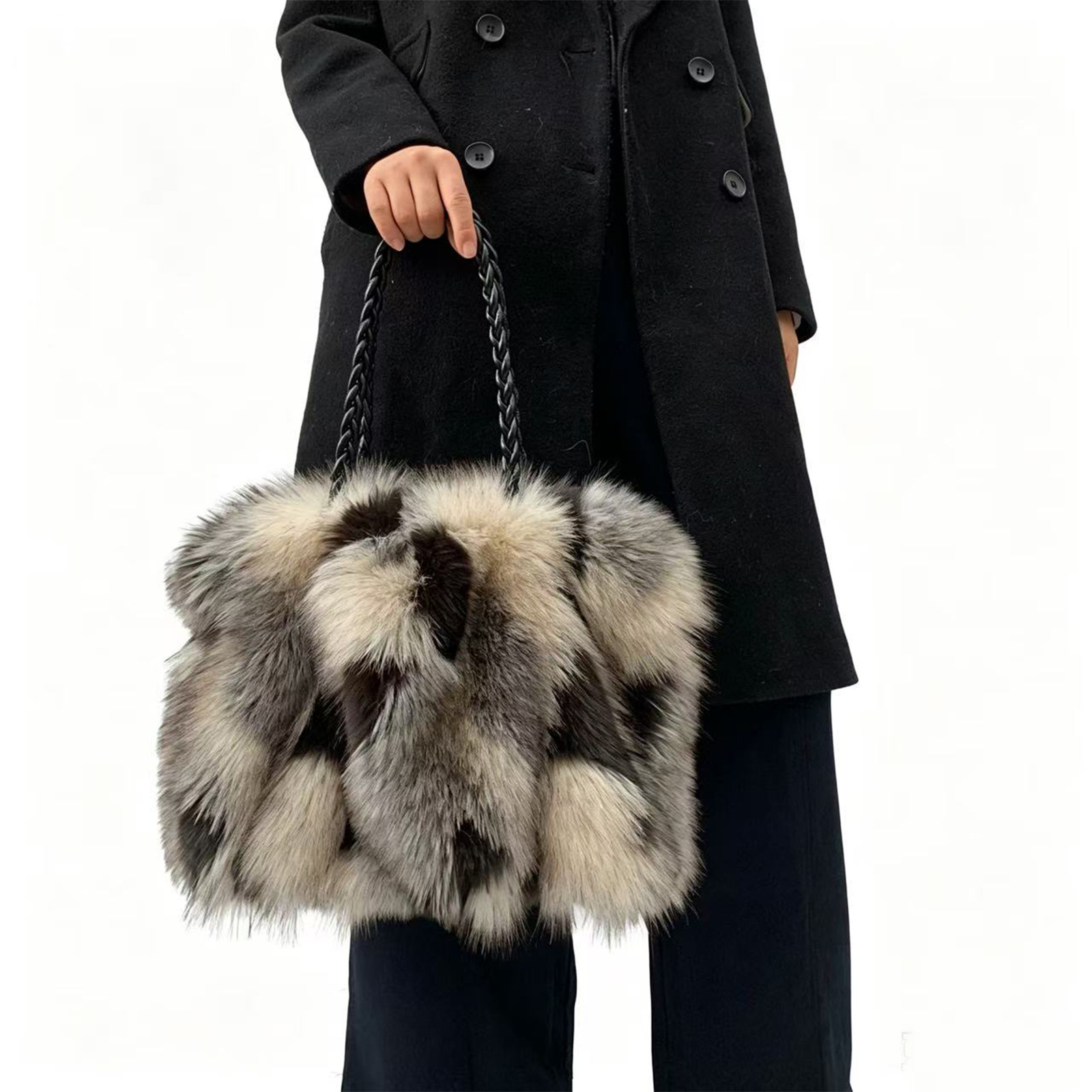 Women Bags Max - 女性用フェイクフォックスファーショルダーバッグ 秋冬 アメリカンカジュアル ファッション ヴィンテージ プラッシュ