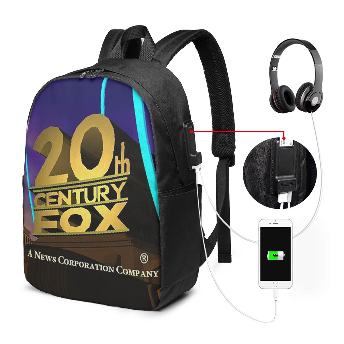 Womens Backpack - 20th Century Fox クラシックバックパック旅行ノートブックバッグコンピュータ大学生スクールバッグラップトップショルダーバッグ男性用女性用