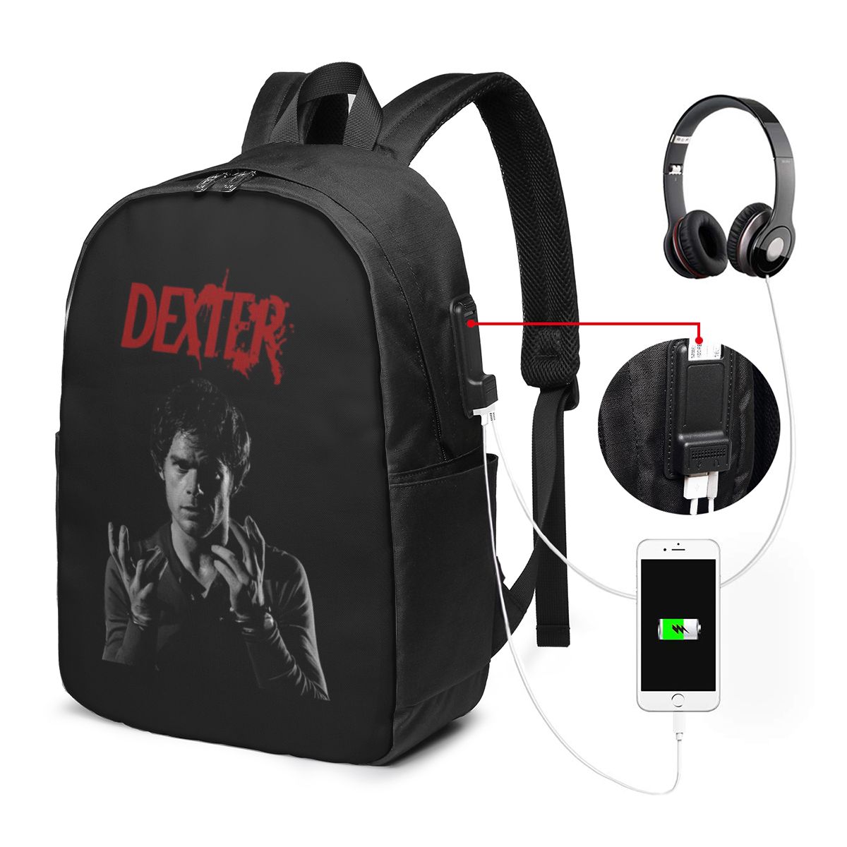 Womens Backpack - 映画デクスター・モーガンバックパック旅行ノートブックバッグコンピュータ大学生スクールバッグラップトップショルダーバッグ男性女性用