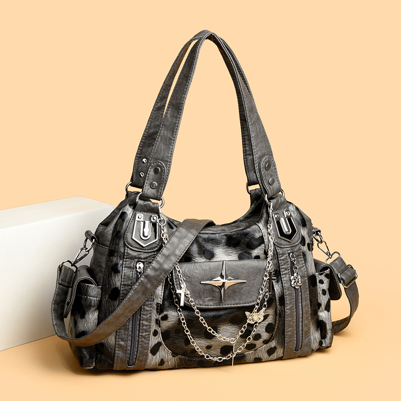 Women Bags Grey - グレーヒョウ柄ハングバッグクロススターサブカルチャー Y2k ショルダーバッグホットガールトート大容量ポータブルメッセンジャーバッグ 2026 新しい