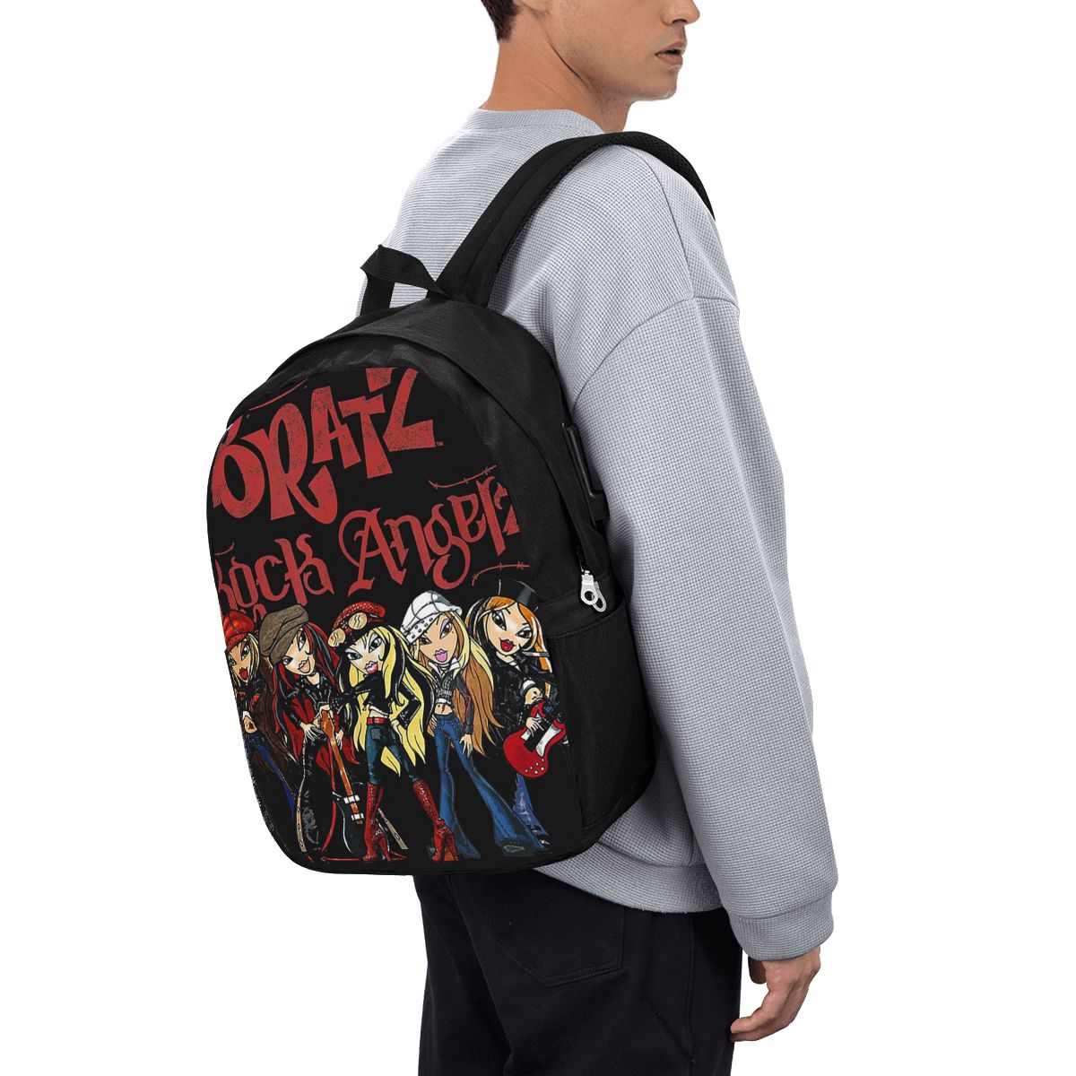 Womens Backpack - Bratz Rock Angelz グループショットバックパック旅行ノートブックバッグコンピュータ大学生スクールバッグラップトップショルダーバッグ男性女性用