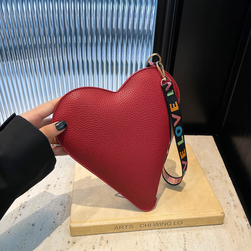 Women Bags Max - かわいいハート型小銭入れ韓国ファッションピュアカラー PU 小さなハンドバッグ甘い愛の装飾携帯電話バッグを収納できる