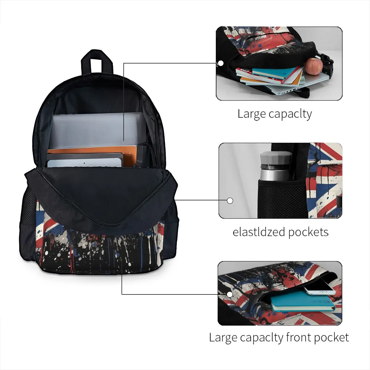 イギリスのユニオンジャック旗柄 学生用バックパック スクール - Women Bags Uk のレビューと価格