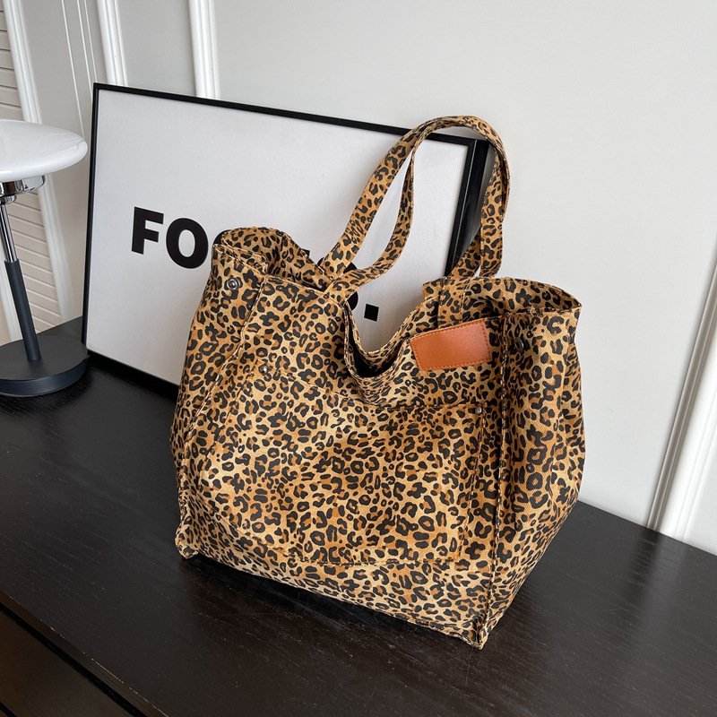 レオパード柄トートバッグ ヴィンテージキャンバスショルダーバ - Women'S Bags For Work のレビューと価格