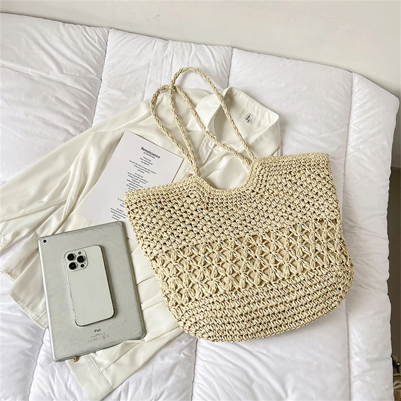 カジュアルデザインわら織りバッグトレンド高級女性ショルダーバ - Women'S Tote Bags Designer のレビューと価格