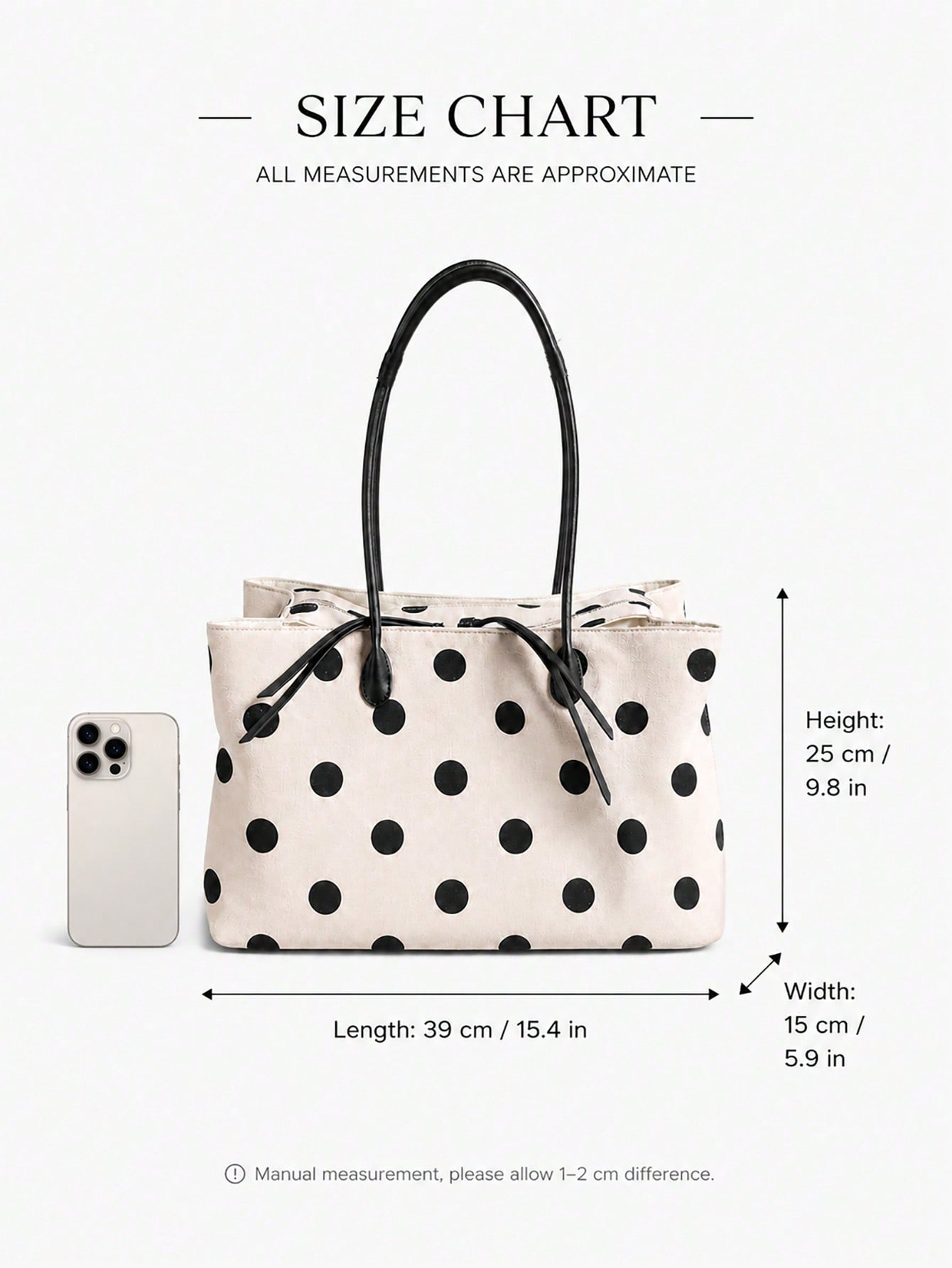 女性用大容量リネンポルカドットトートバッグ、新しいニッチな通 - Women'S Bags For Work のレビューと価格
