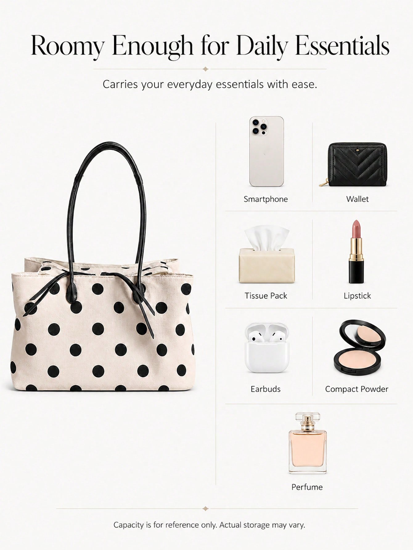 女性用大容量リネンポルカドットトートバッグ、新しいニッチな通 - Women'S Bags For Work のレビューと価格