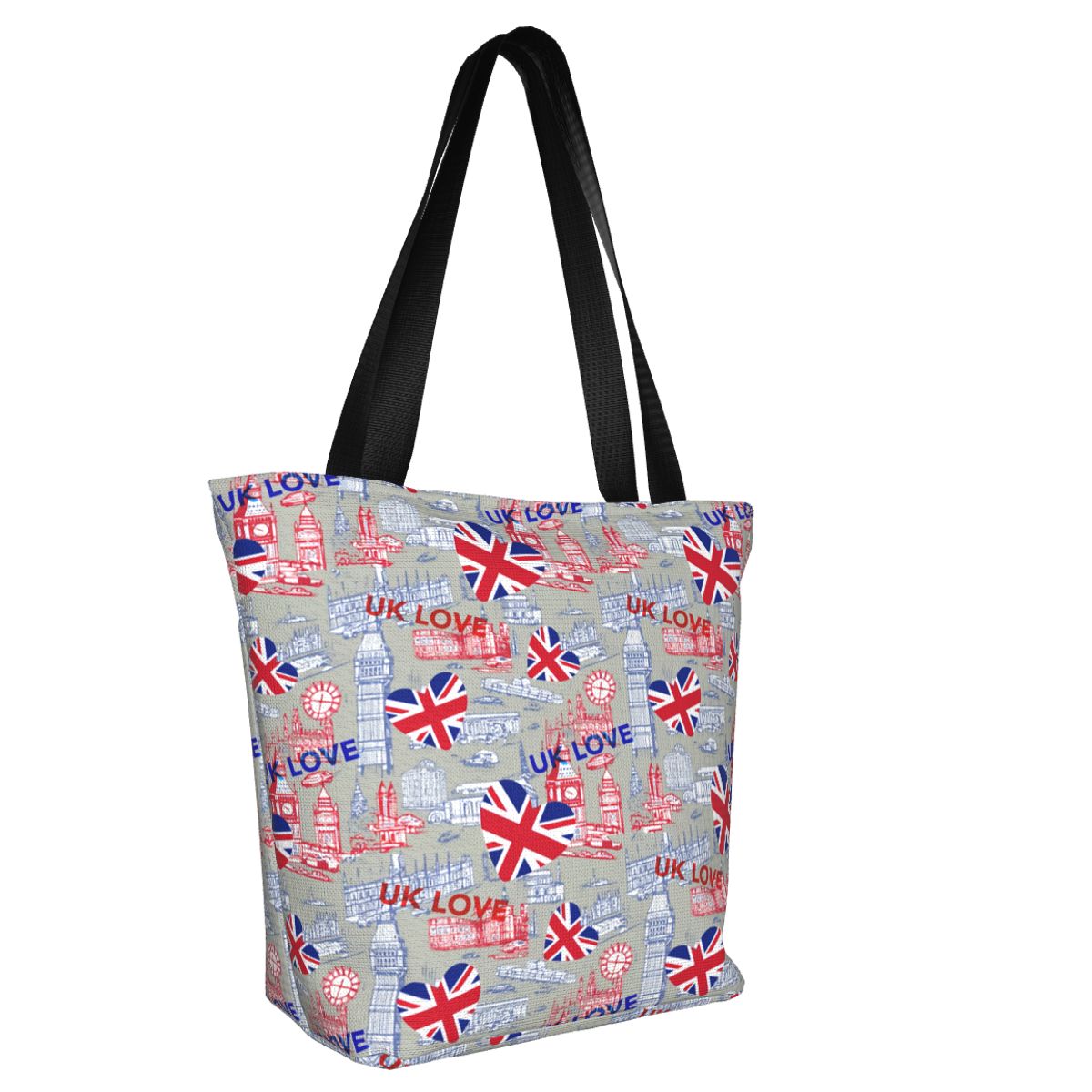 英国のカスタム旗愛食料品ショッピングトートバッグ女性面白いキ - Women Bags Uk のレビューと価格