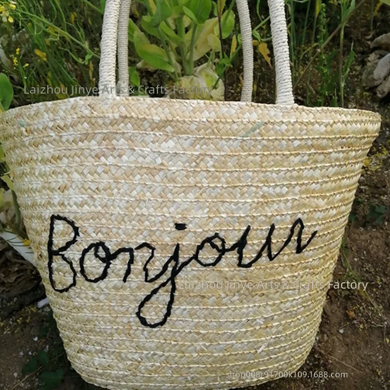 メーカーカスタム手刺繍入り麦わら織りバッグ カジュアルでおし - Women Bags Manufacturer のレビューと価格