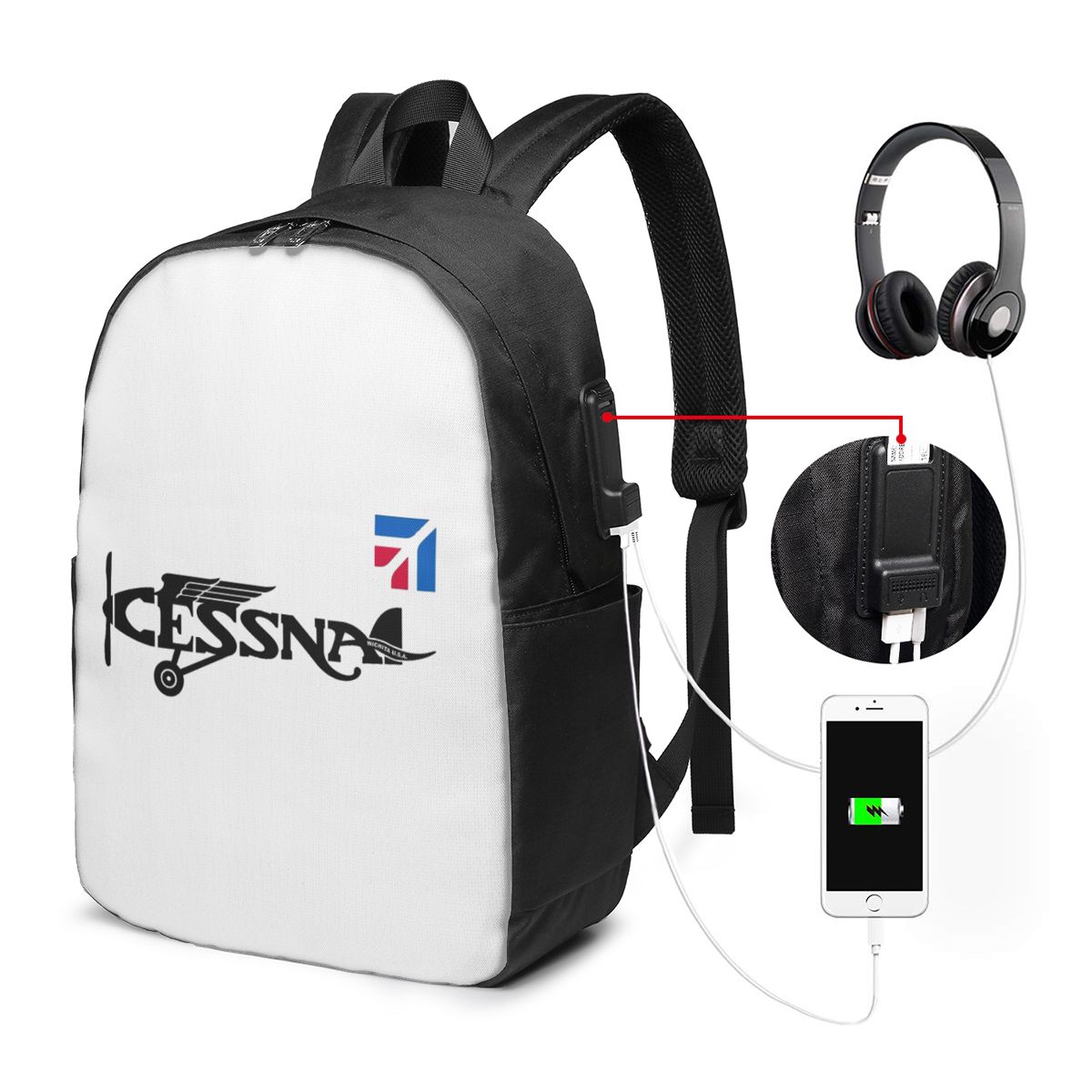 セスナロゴバックパック旅行ノートブックバッグコンピュータ大学 - Womens Backpack のレビューと価格
