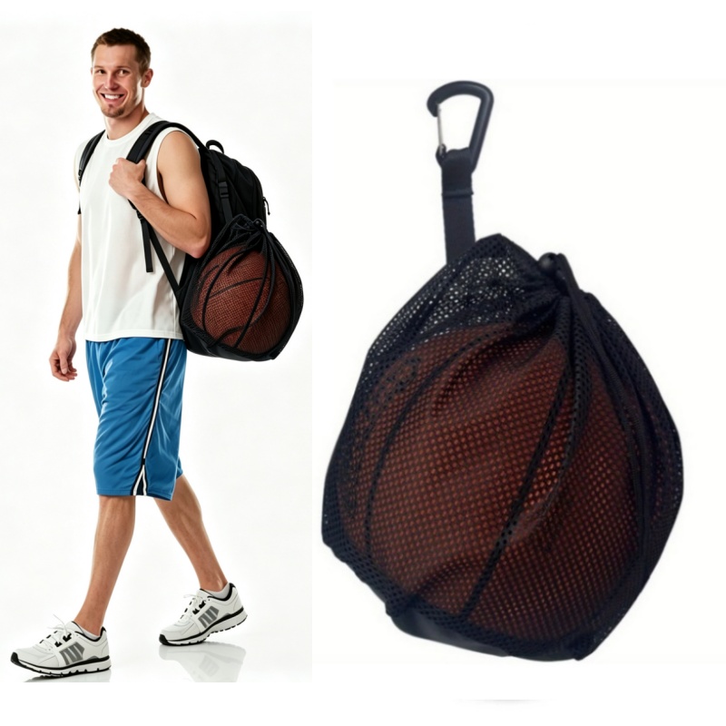    ポータブル巾着バスケットボールメッシュバッグサッカー - Mesh Net Bag のレビューと価格
