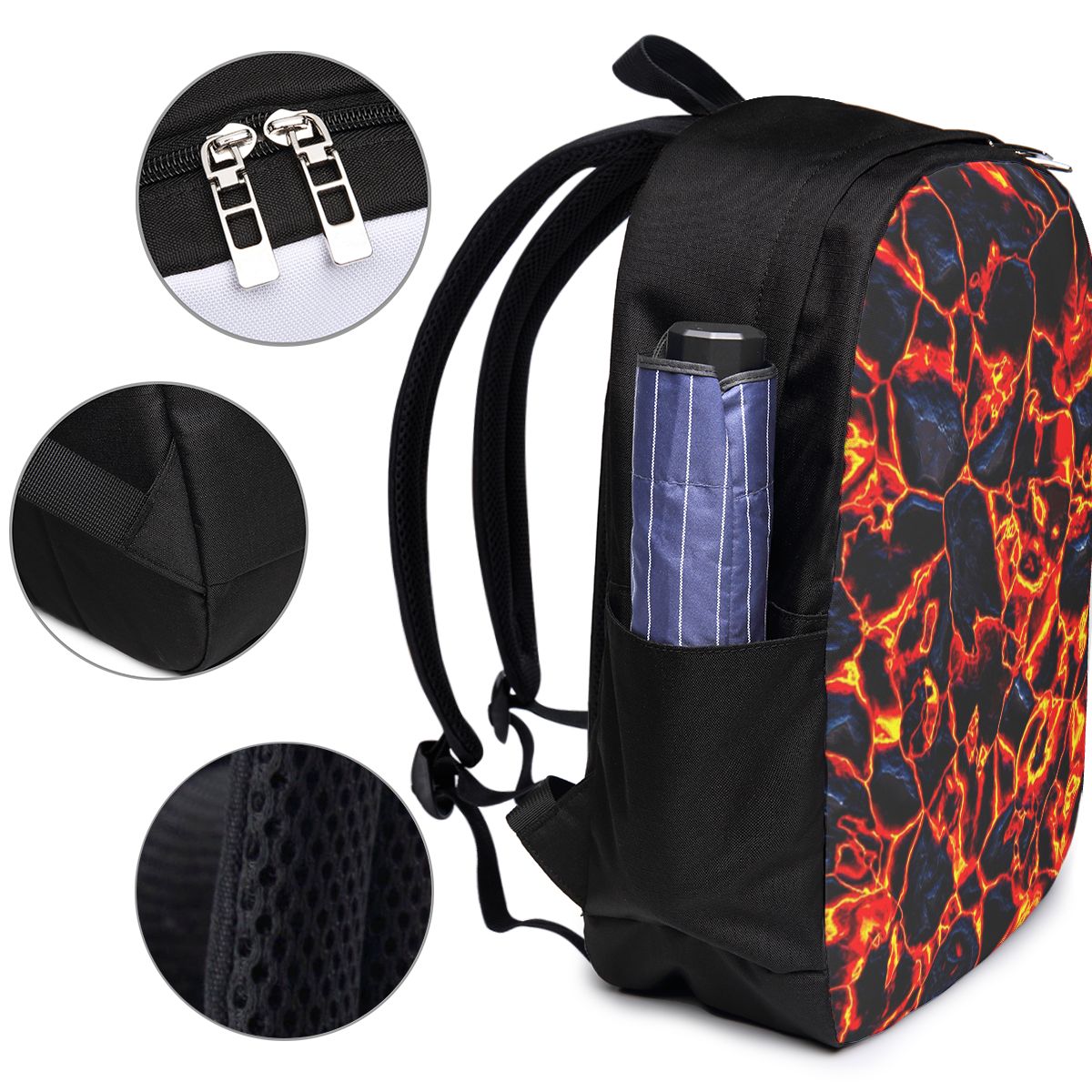 マグマ火山溶岩火災バックパック旅行ノートブックバッグコンピュ - Womens Backpack のレビューと価格