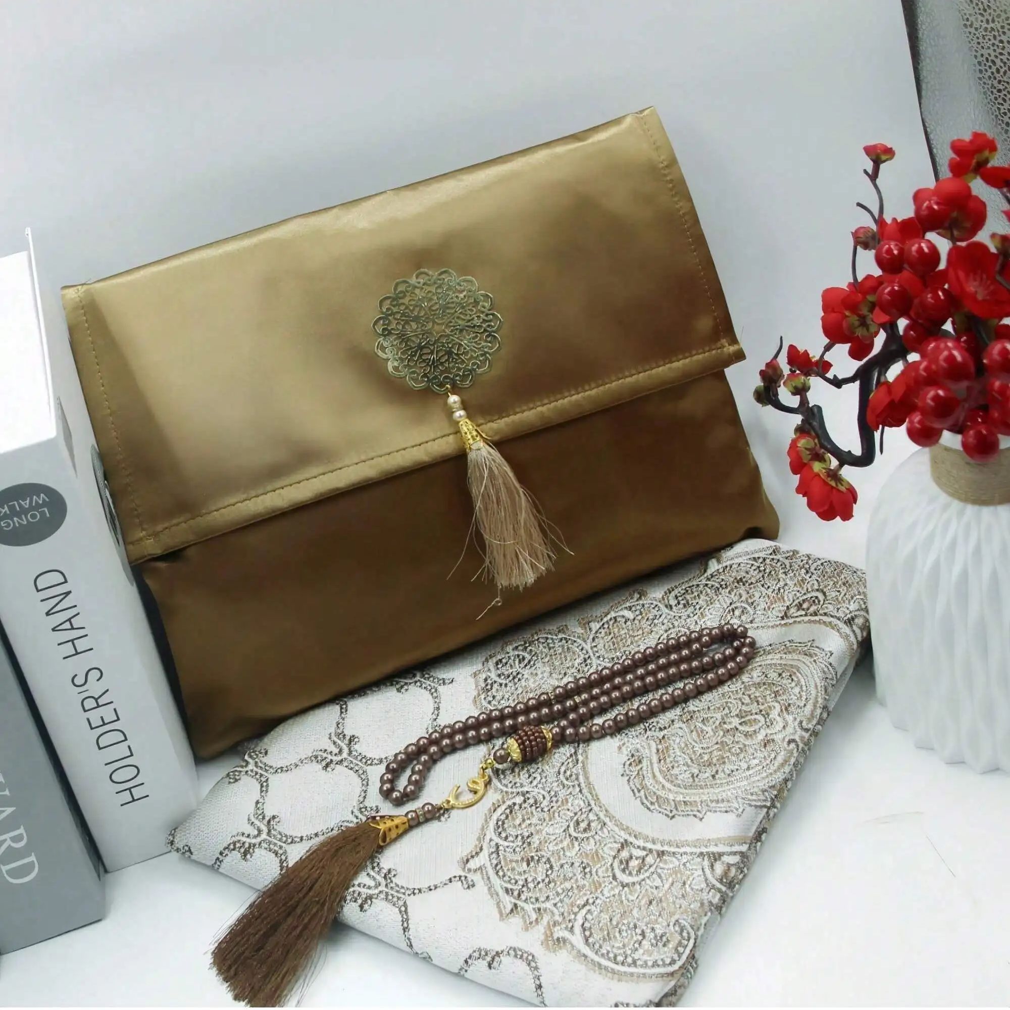 イスラム教徒用礼拝マット、数珠、携帯用バッグ付き、女性男性向 - Women Bags For Eid のレビューと価格