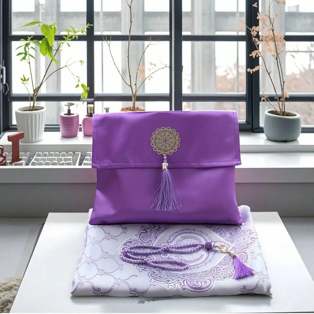 イスラム教徒用礼拝マット、数珠、携帯用バッグ付き、女性男性向 - Women Bags For Eid のレビューと価格