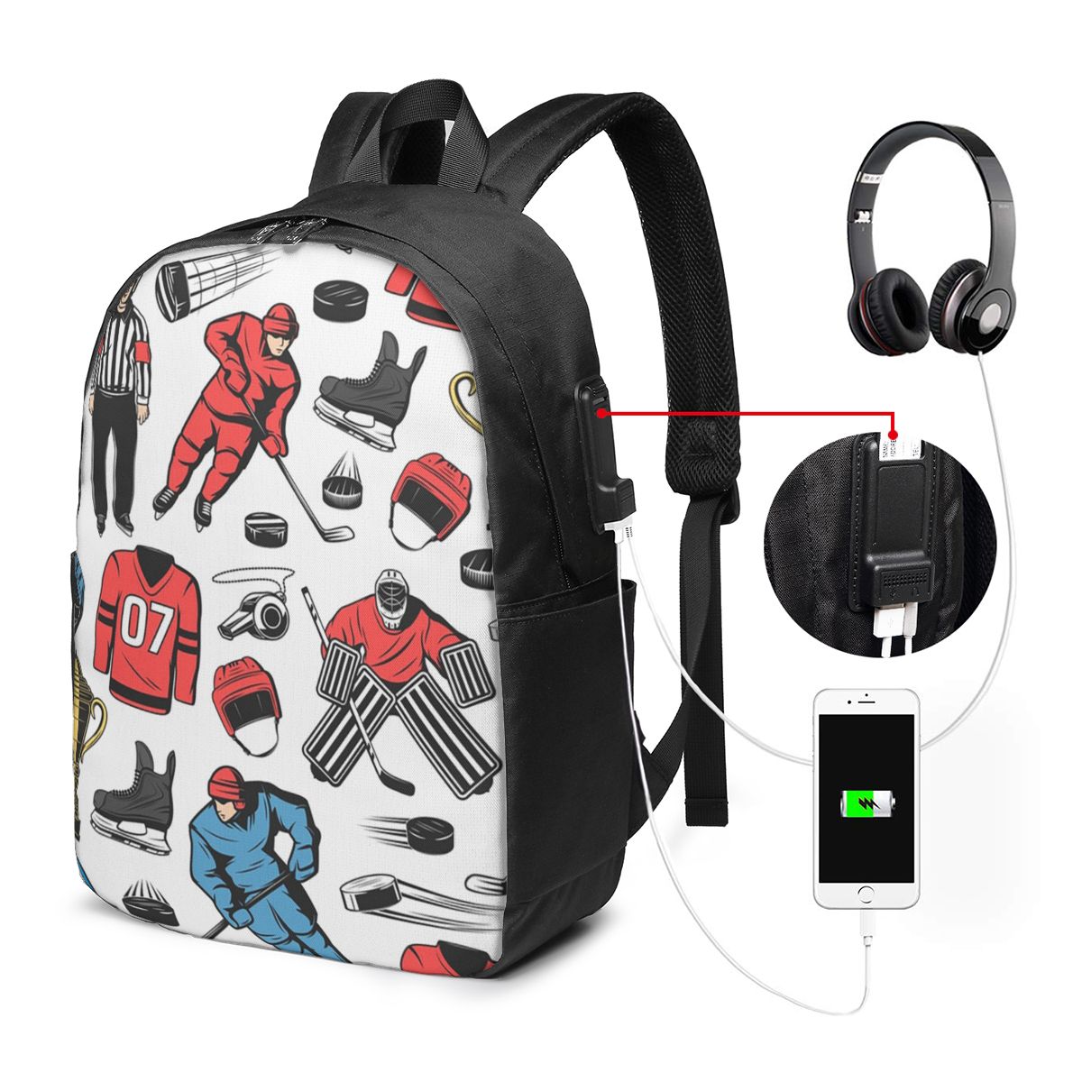 アイスホッケー選手オンリンクバックパック旅行ノートブックバッ - Womens Backpack のレビューと価格