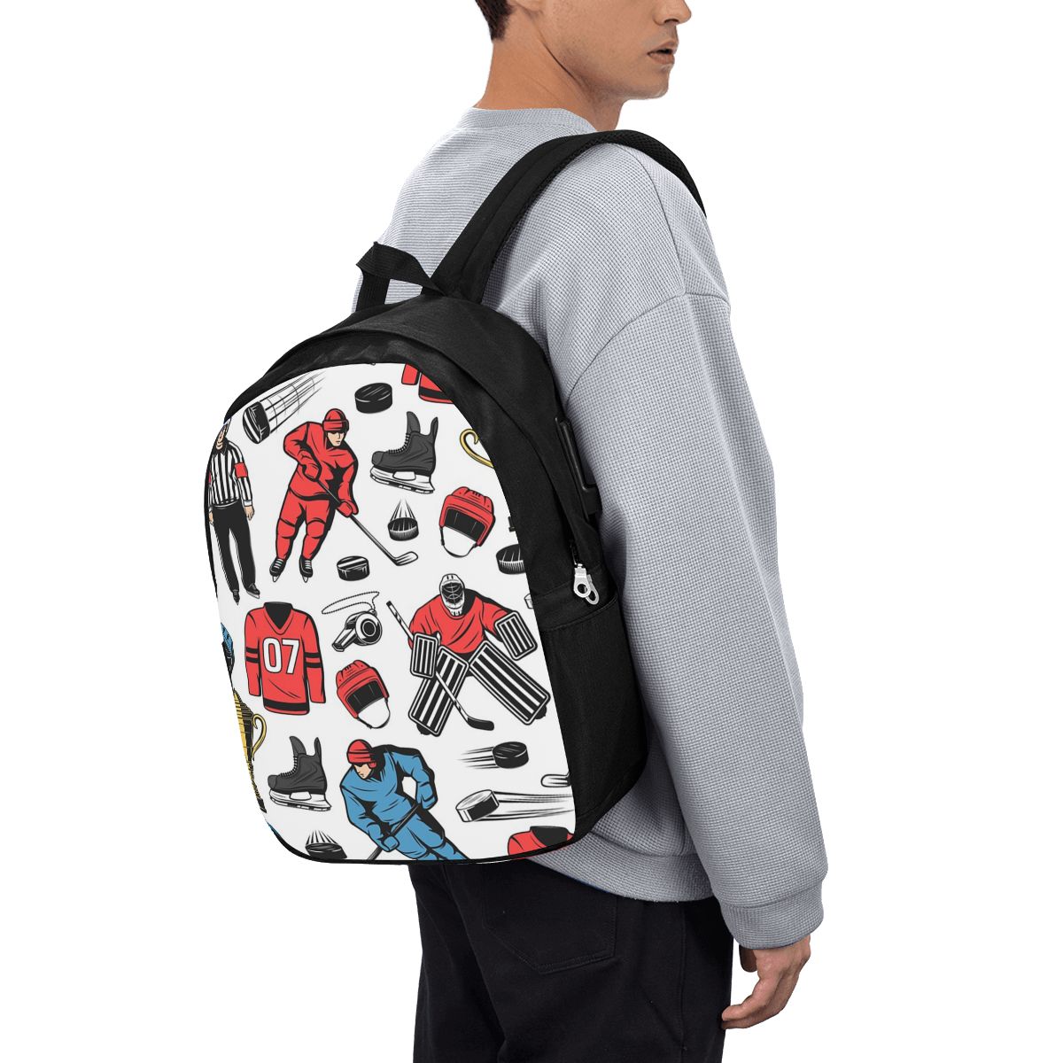 アイスホッケー選手オンリンクバックパック旅行ノートブックバッ - Womens Backpack のレビューと価格