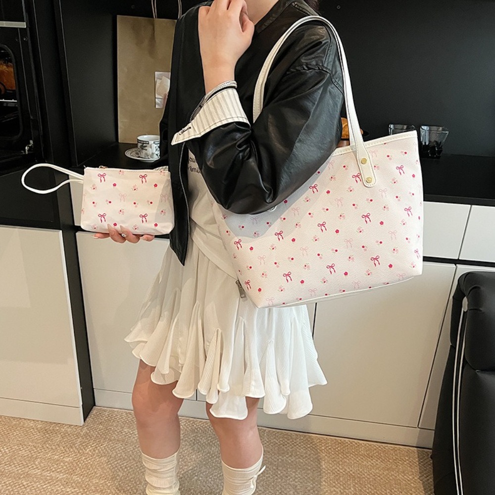 ジッパー開閉 大容量トートバッグ リボンデザイン トレンディ - Women Bags Manufacturer のレビューと価格