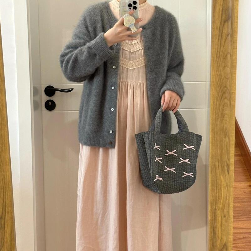大容量グレートート女性ハンドバッグボウシックなキャンバスハン - Women Bags Grey のレビューと価格