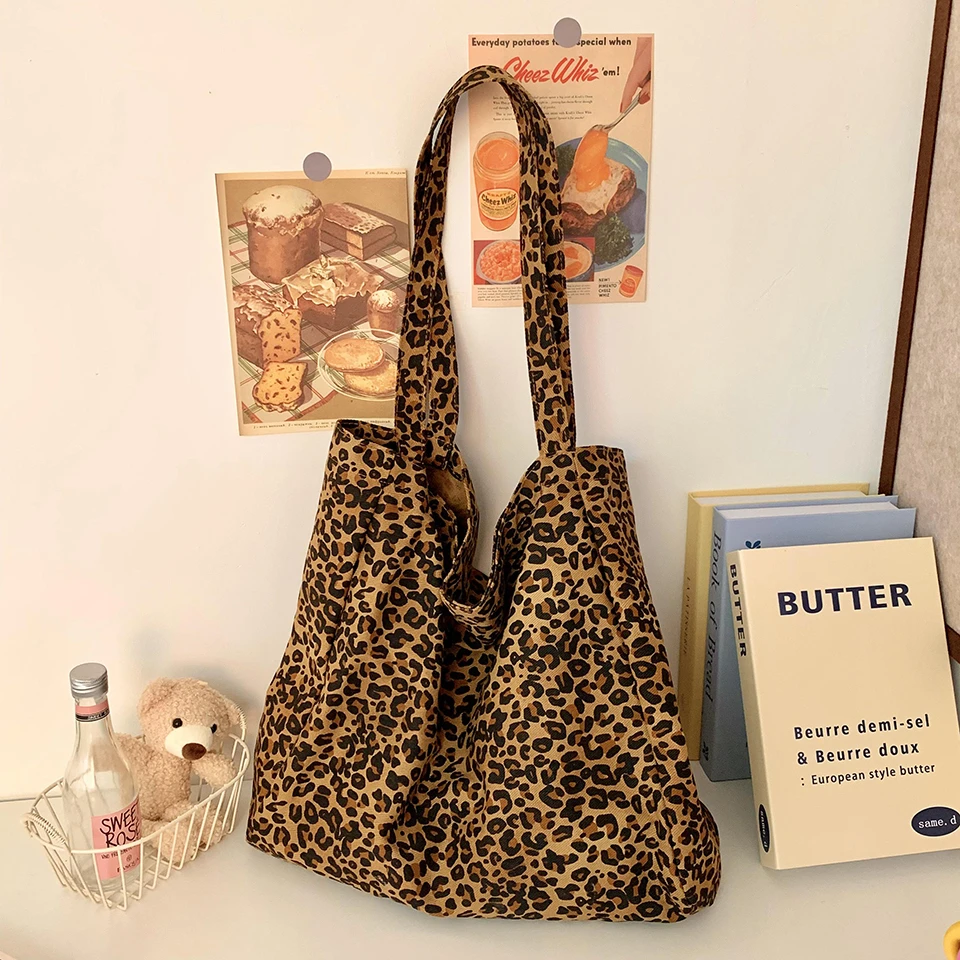 女性用キャンバスハンドバッグ,大容量トートバッグ,ヒョウ柄, - Women Bags For Sale のレビューと価格