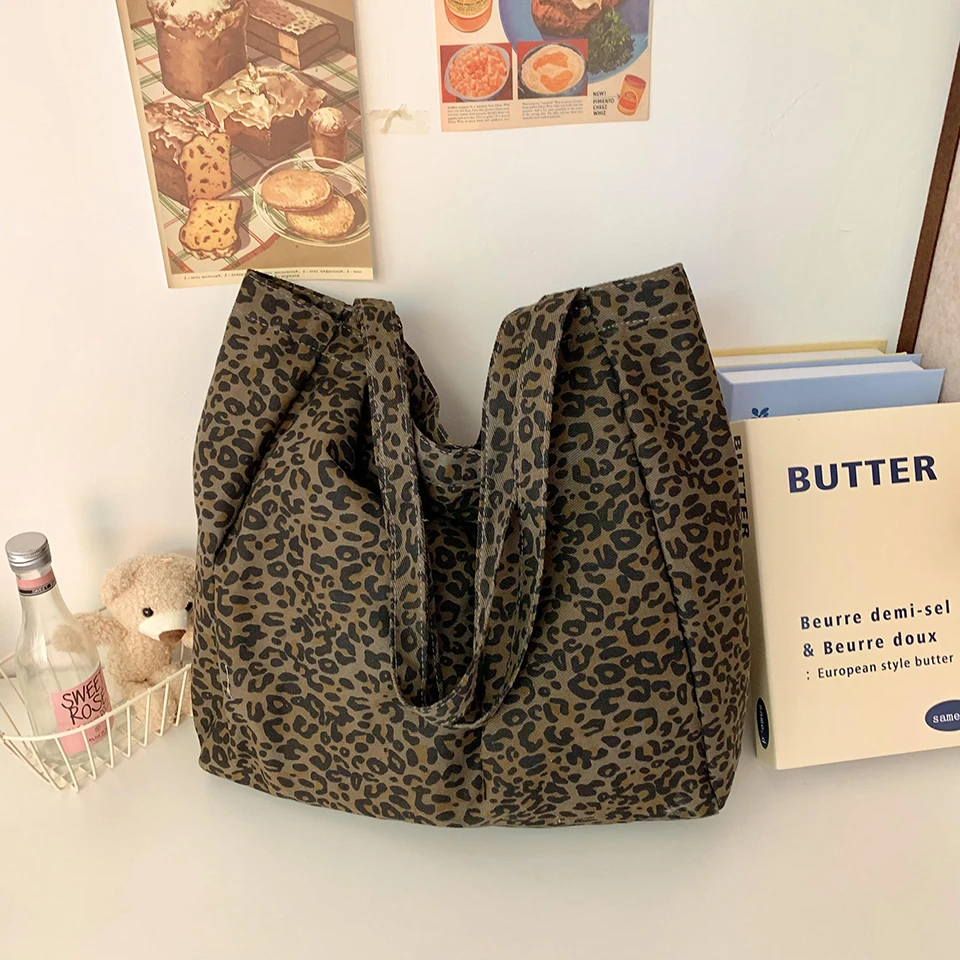 女性用キャンバスハンドバッグ,大容量トートバッグ,ヒョウ柄, - Women Bags For Sale のレビューと価格