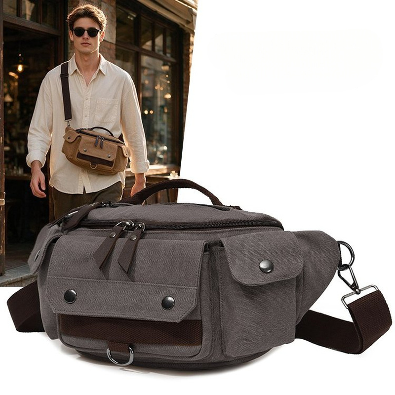 キャンバス クロスボディ ファニーパック メンズ レディース - Women Bags Grey のレビューと価格