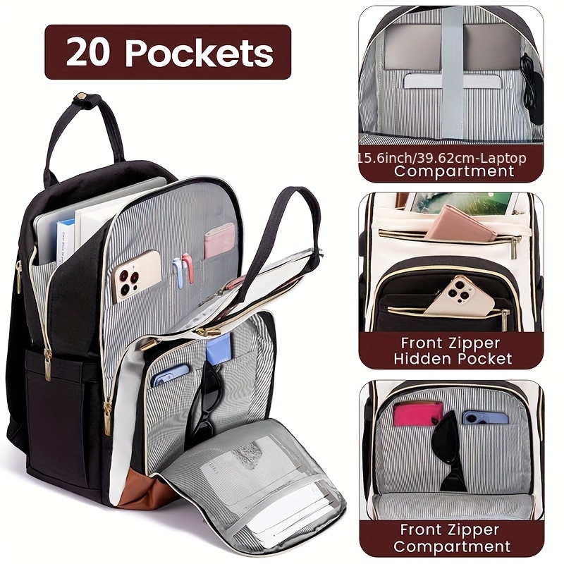 女性用ツートンカラーのノートパソコン用バックパック、防水仕様 - Womens Backpack のレビューと価格