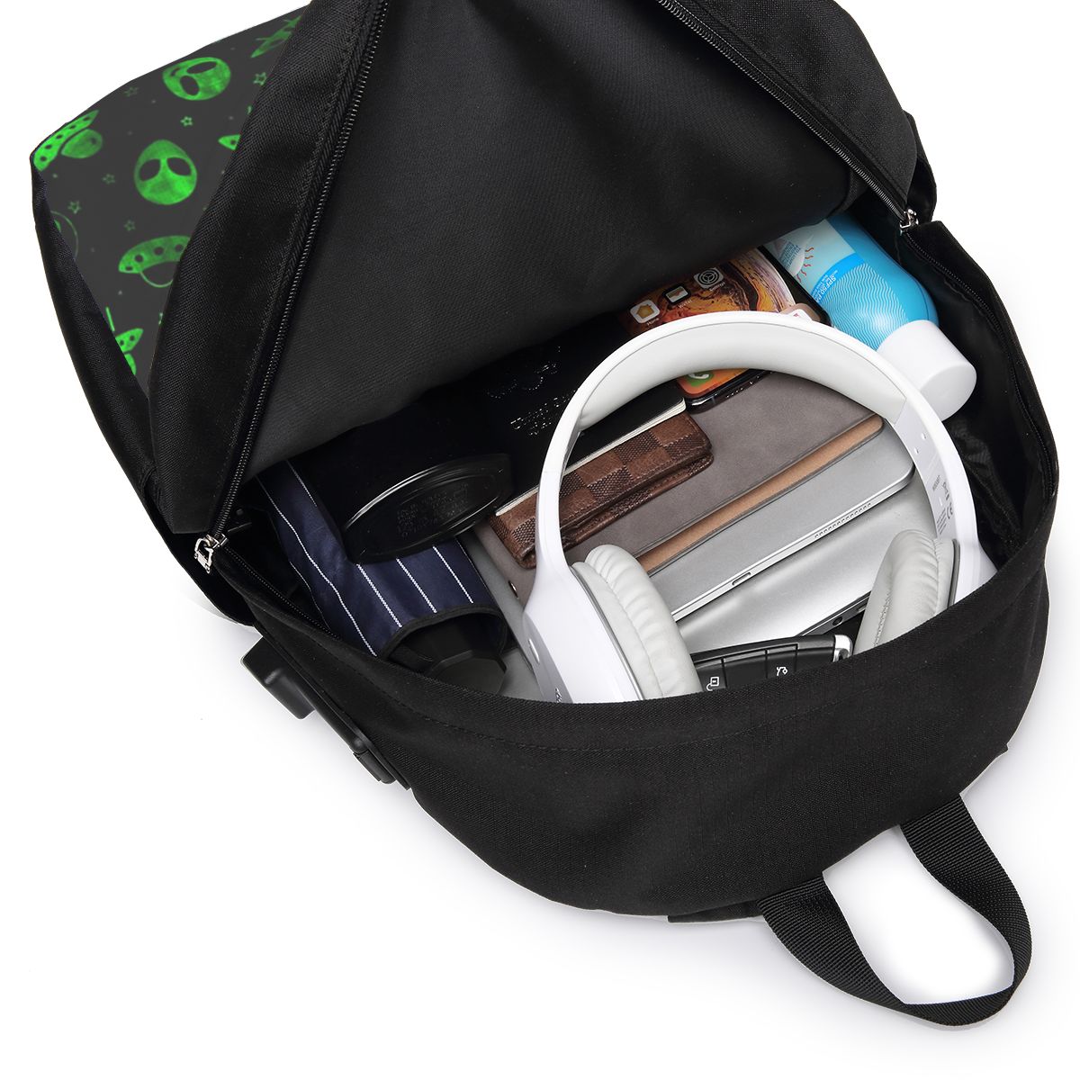 エイリアンとUFOパターンバックパック旅行ノートブックバッグ - Womens Backpack のレビューと価格
