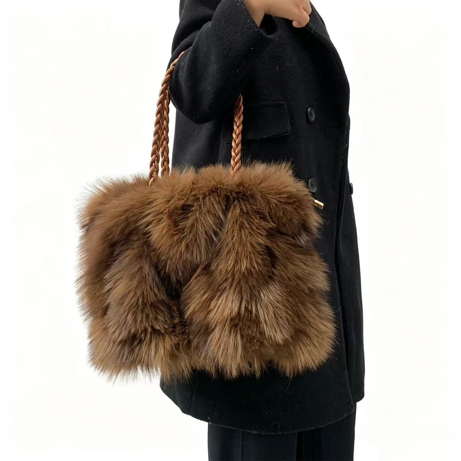女性用フェイクフォックスファーショルダーバッグ 秋冬 アメリ - Women Bags Max のレビューと価格