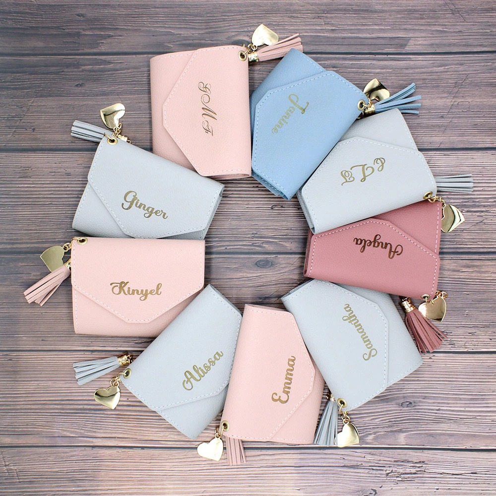 パーソナライズされた女性レザー財布カードバッグブライドメイド - Women Bags For Eid のレビューと価格