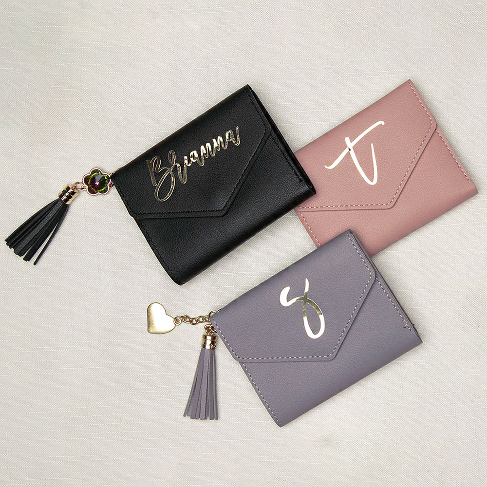 パーソナライズされた女性レザー財布カードバッグブライドメイド - Women Bags For Eid のレビューと価格