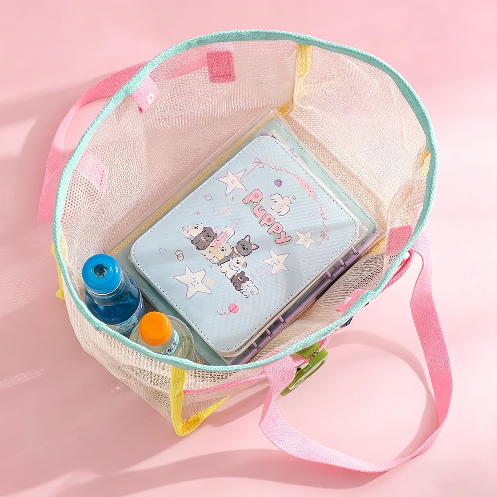 女性用ビーチバッグ カラフルな折りたたみ式ネットサンドトート - Mesh Net Bag のレビューと価格