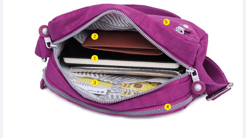 女性と女の子のためのナイロン製ショルダーバッグ,財布付きバッ - Women Bags Grey のレビューと価格