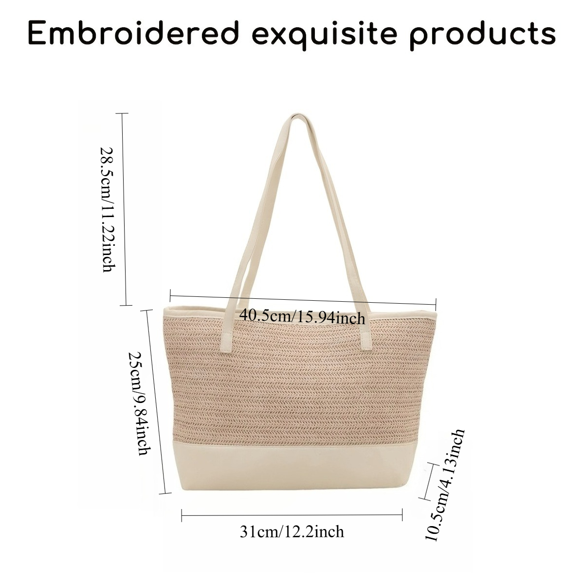カスタム名刺繍入りストローバッグ女性大容量ジッパービーチトー - Women Bags Name のレビューと価格