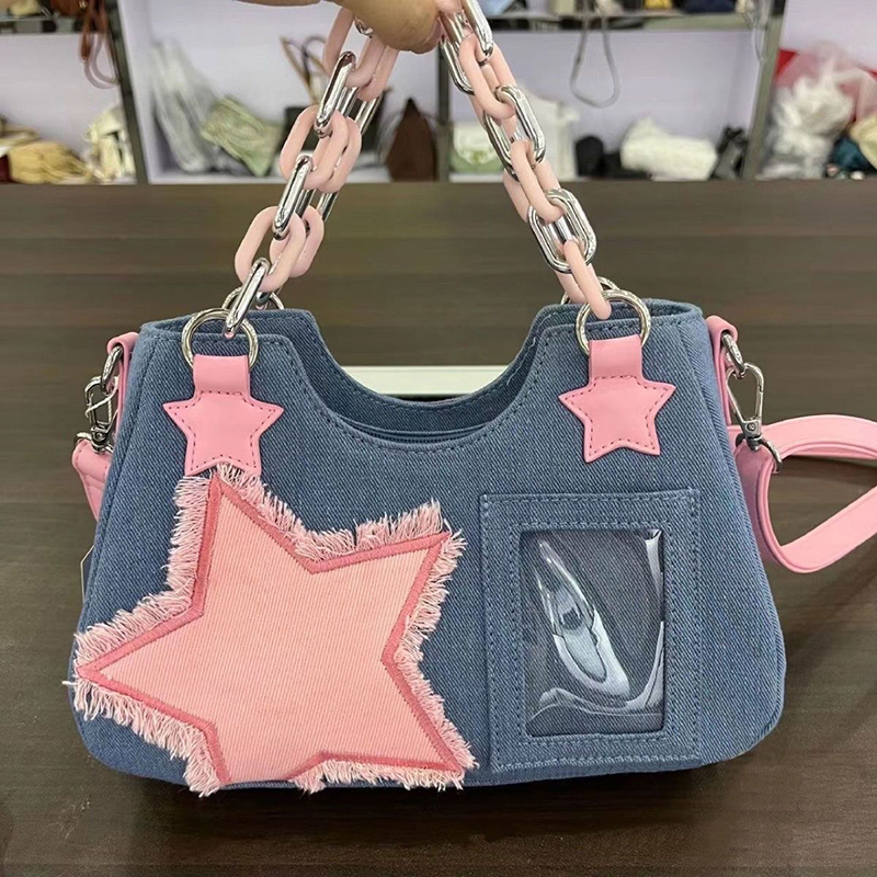 デニム素材の女性用脇下ショッパートートバッグ、大容量デザイナ - Women'S Tote Bags Designer のレビューと価格