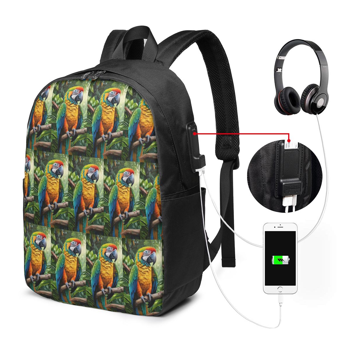 かわいいコンゴウインコのバックパック旅行ノートブックバッグコ - Womens Backpack のレビューと価格