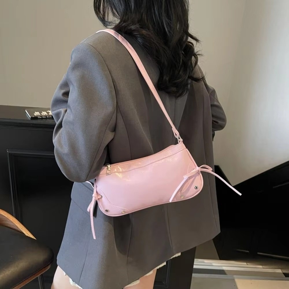 新しい PU レザーショルダーバッグソリッドカラー蝶ネクタイ - Women X Bags のレビューと価格