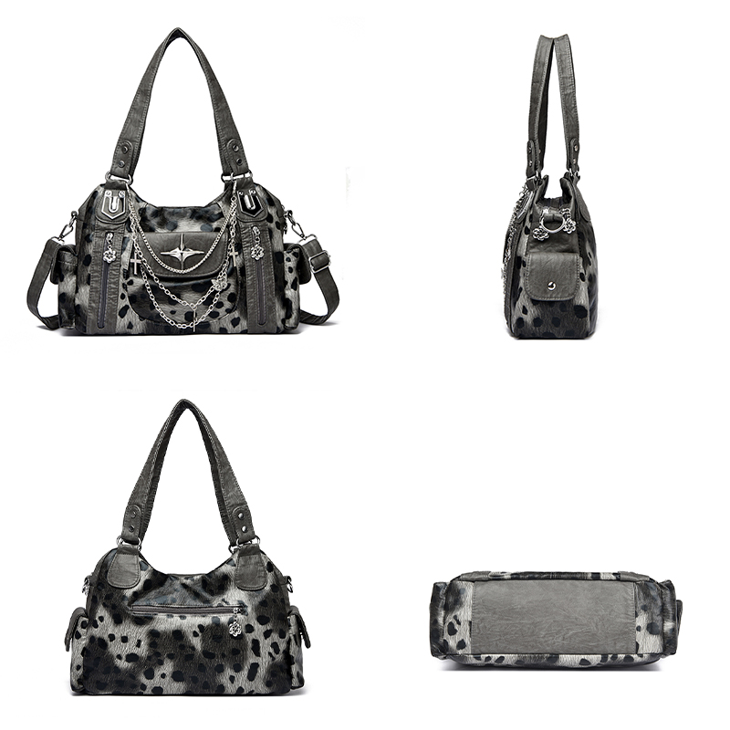 グレーヒョウ柄ハングバッグクロススターサブカルチャー Y2k - Women Bags Grey のレビューと価格