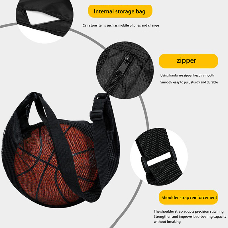 1 個シングルボールバッグジッパーポケット付きメッシュボール - Mesh Net Bag のレビューと価格